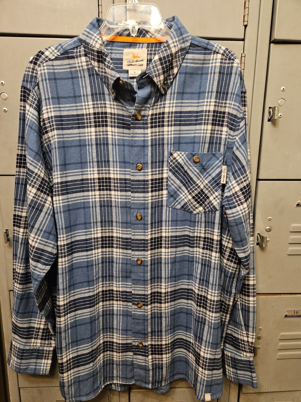 Field & Stream Mens blue plaid flannel button down shirt size XL